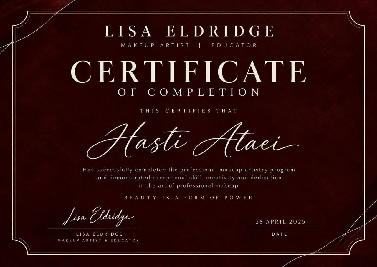 تصویر گواهی با نام Lisa Eldridge
