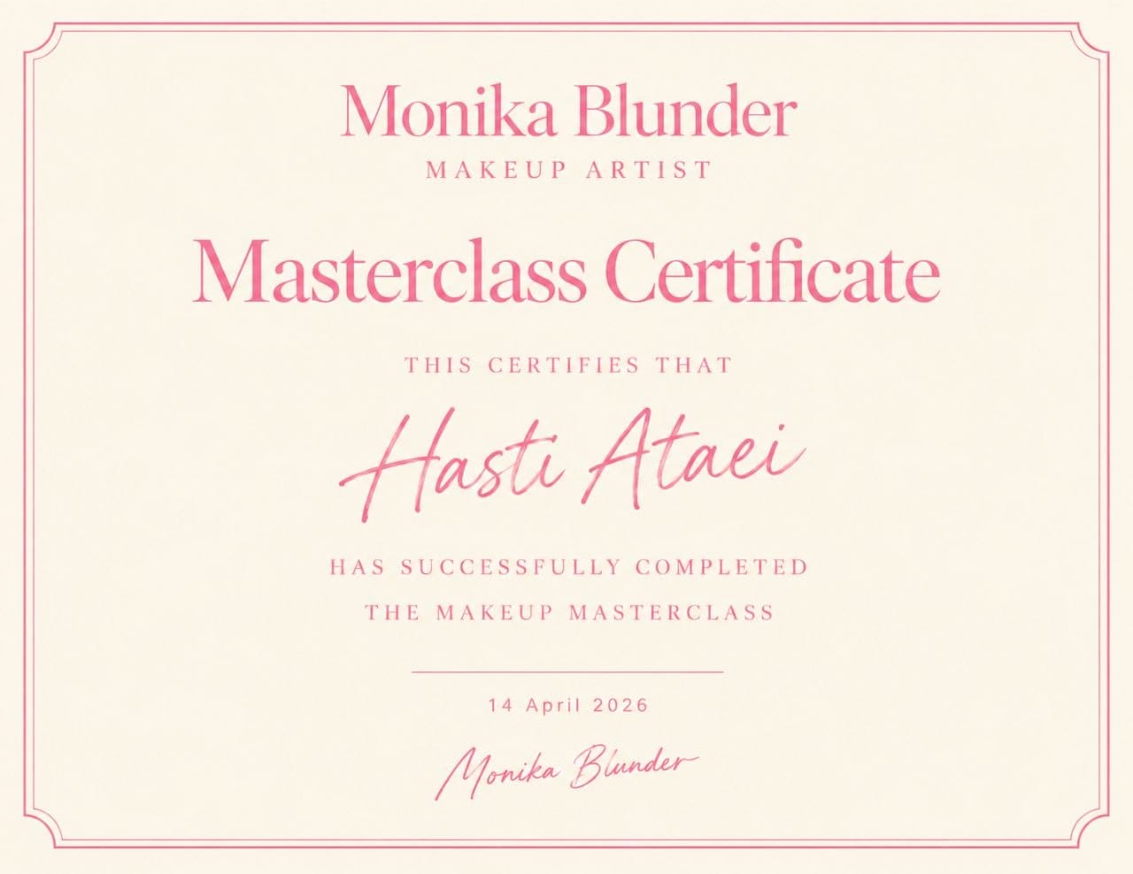تصویر گواهی با نام Monika Blunder